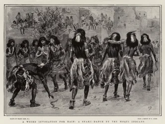 Een Vreemde Aanroep voor Regen, een Slangendans door de Moqui Indianen